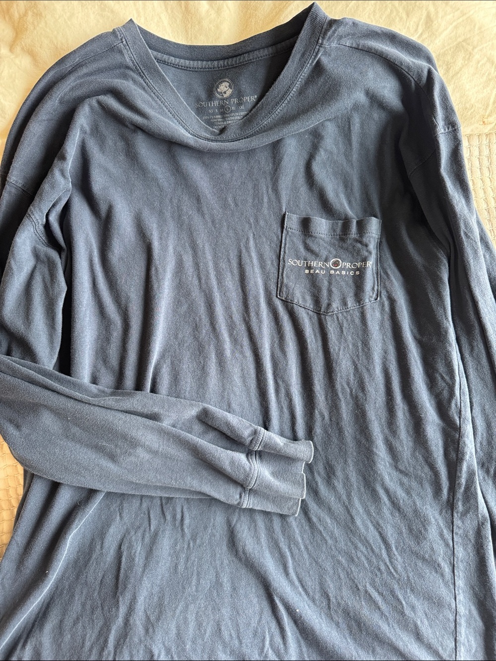 Southern Proper Long Sleeve Pocket Tee - Navy Blue